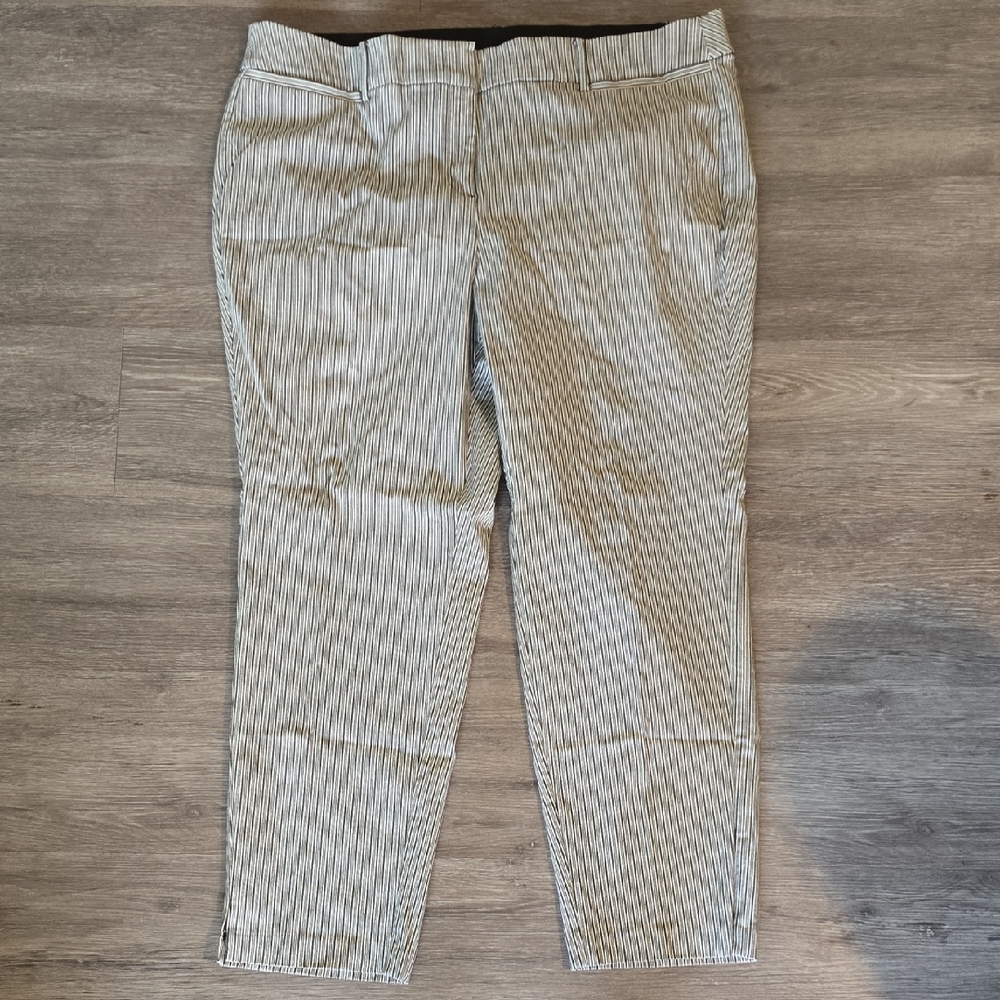 Lane Bryant Black and White Pinstripe Chinos